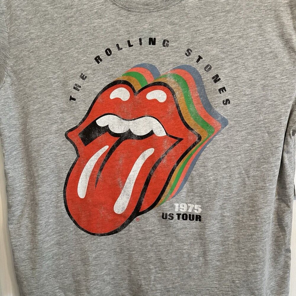 Rolling Stones Women’s T-Shirt 2XL Distressed 1975 Tour Gray NWT - Picture 3 of 11